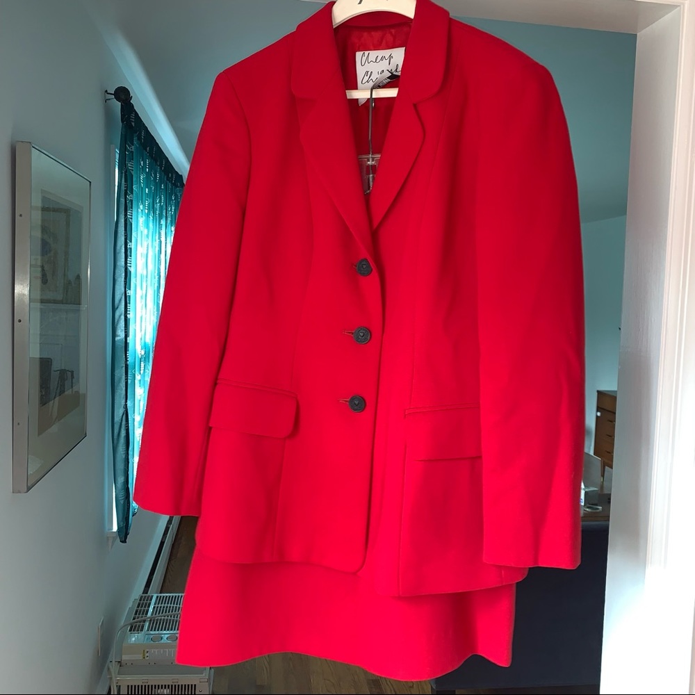 MOSCHINO Vintage 90s Red Skirt Suit